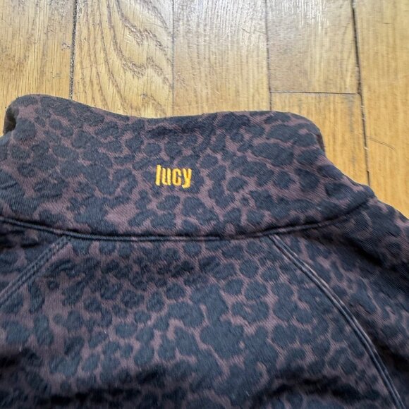 Lucy Size M Brown & Black Cheetah Animal Print Mock Neck Full Zip Jacket - Picture 9 of 12